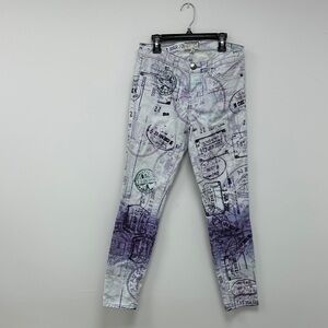 Current/Elliott White and Purple Patterned Jeans